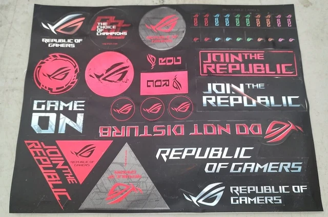 ASUS ROG Republic of Gamers PC Gaming Decal Sticker Decal Sheet ASUS ROG Republic of Gamers PC Gaming Decal Sticker Decal Sheet