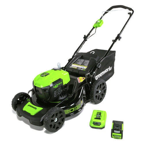 21 in. 40V Corded Lawn Mower with 4AH Battery, Green & Black
