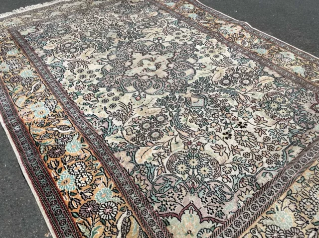 215x150cm Tapis en Pure Soie Ancien Noué Main Arabe Perse Turquie XIXeme