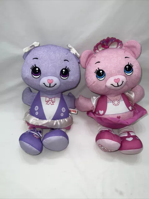 Doodle Bear Plush Stuffed Animal Teddy 14" Purple & Pink Fisher Price 2011 x2