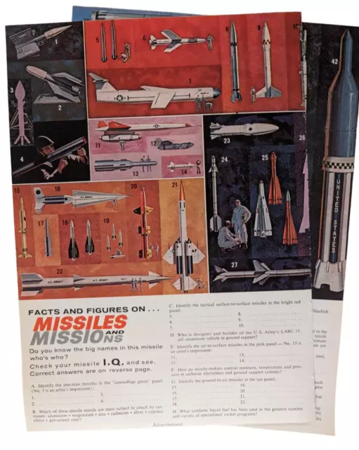 Quiz About Missiles Technology 2-Page 1961 Business Week Ad ~16x11"