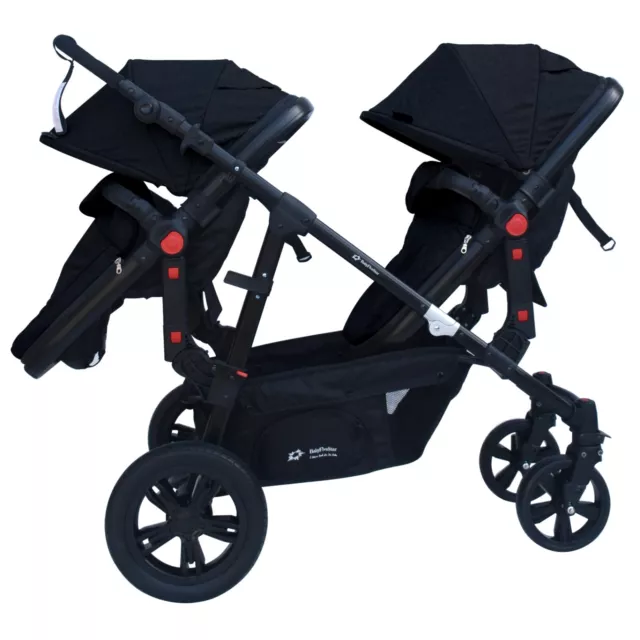 PASSEGGINO DOPPIO/GEMELLARE 2in1 NERO BLACK PER DUE BAMBINI FRATELLI STROLLER