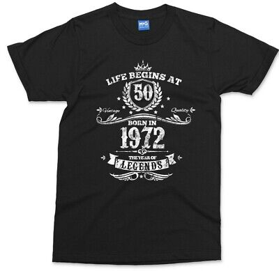 50th Birthday T-shirt Personalised Age Year Funny Custom Bday Gift Born 1972 Tee