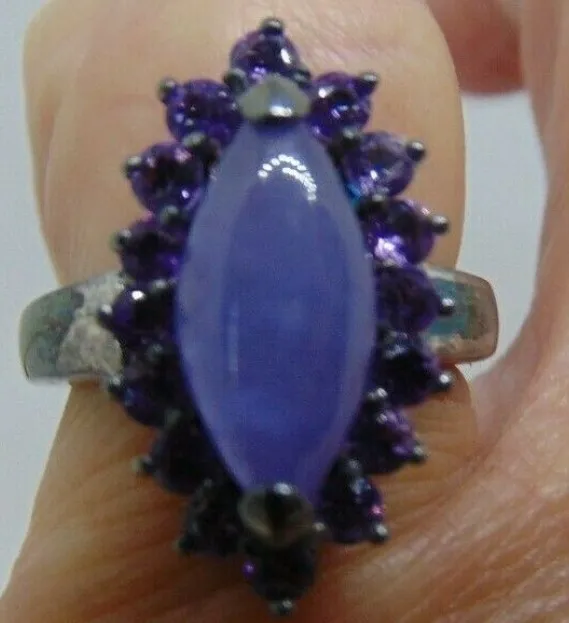 Lavendel Achat Marcasit Sterling Ring markiert GSJ 925 Ring Größe 6