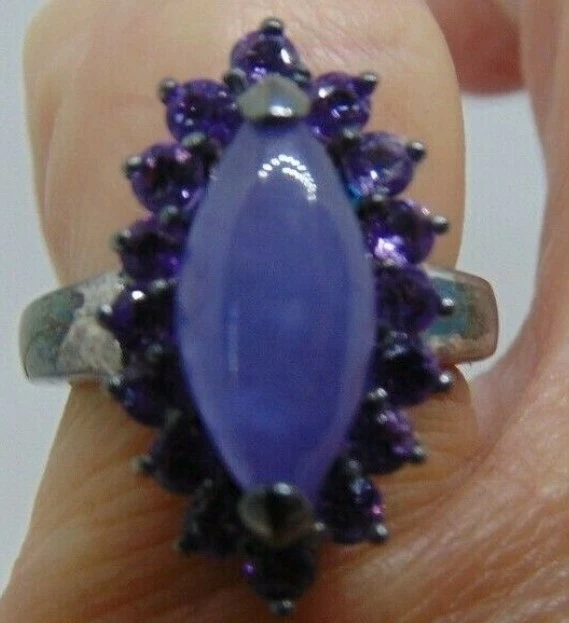 Lavendel Achat Marcasit Sterling Ring markiert GSJ 925 Ring Größe 6