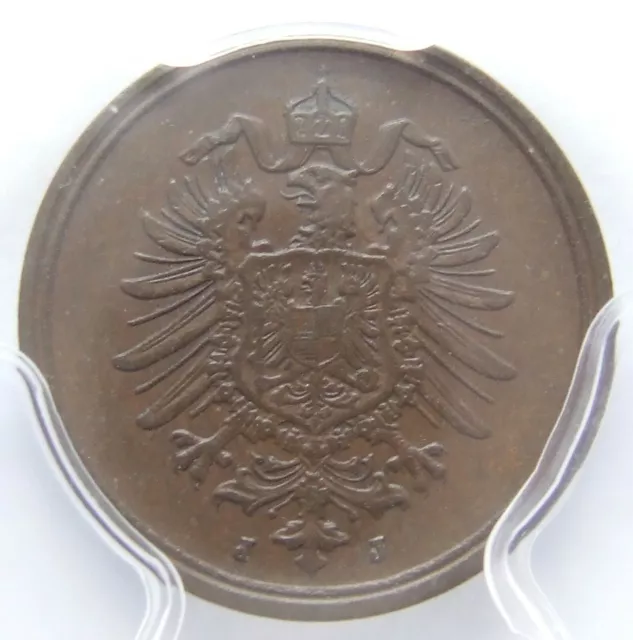 Moneta Reich Tedesco Impero 1 Pfennig 1876 J IN Quasi Extremely fine PCGS AU55 2