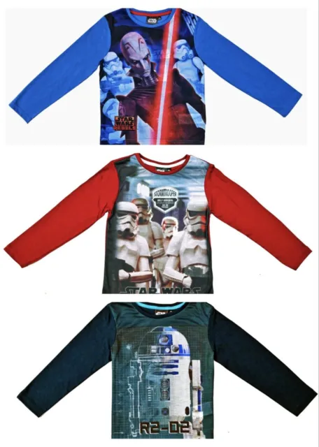 Star Wars Stormtrooper, R2 D2 Kids Boys Long Sleeve T-Shirt Top - Official Merch