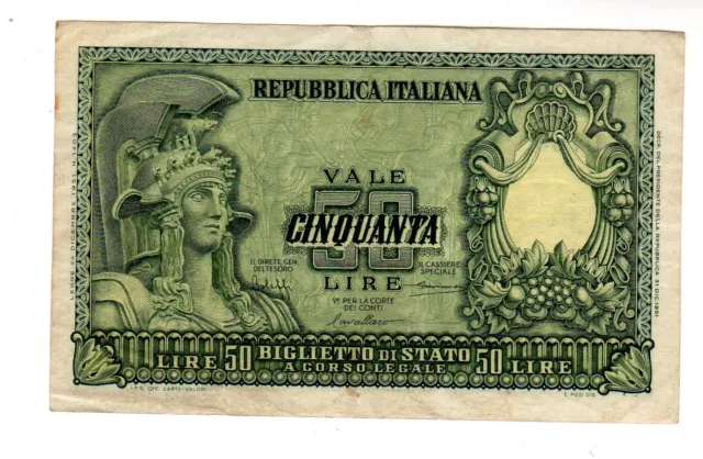 Italie ITALY ITALIA BILLET 50  LIRE 1951 P91 BON ETAT