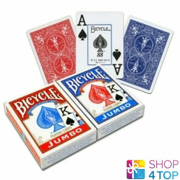 Bicycle Jumbo Blister Pack 2 Decks Playing Cards Poker 1 Red 1 Blue Uspcc New