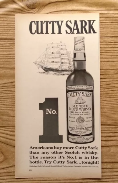 1966 Cutty Sark Scotch Whiskey Promo Ocean Schooner Art Photo Vintage Print Ad