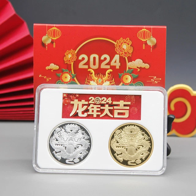 CHINESE NEW YEAR Dragon Coin 2024 Chinese Dragon Lucky Coin Embossed