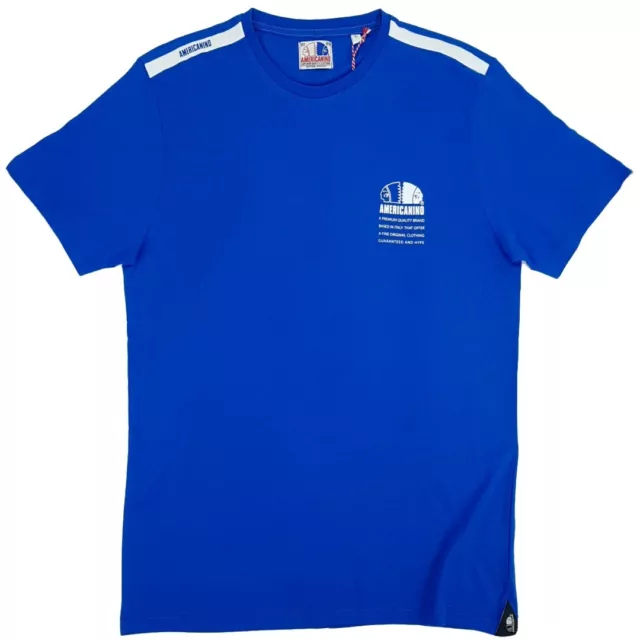T shirt da Uomo a Manica Corta Sportiva Girocollo AMERICANINO Azzurra M L XL