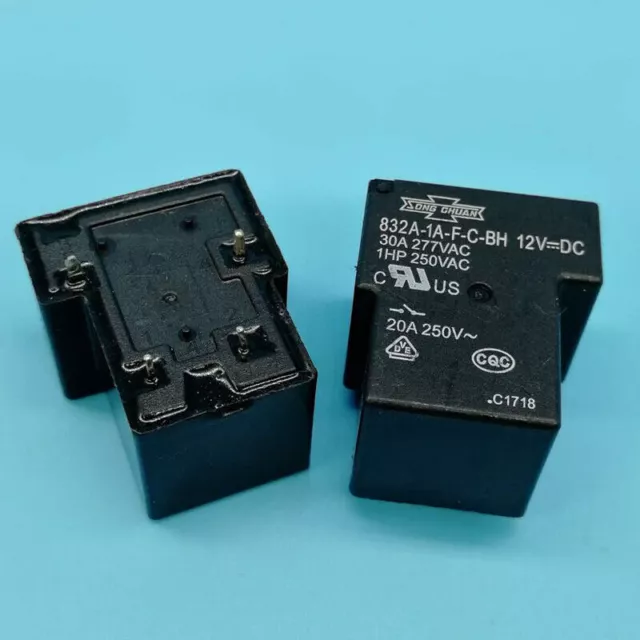 2PCS SONG CHUAN 832A-1A-F-C-BH 12VDC Power Relay 4Pin 30A 277VAC