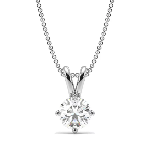 Collier pendentif diamant solitaire 1 ct I1/HI diamant naturel 9K