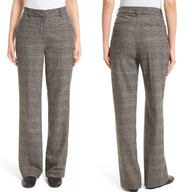 Joie Gray High Rise Straight Leg Wool Blend Kaledas Plaid Dress Pants Size 8