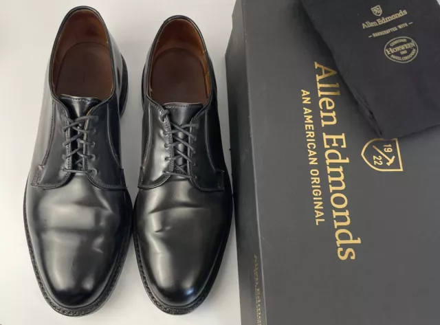 Allen Edmonds "LEEDS"  Black Shell Cordovan Dress Plain-Toe 10.5 D