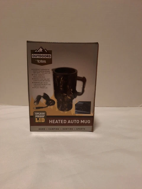 Heated 16 oz Auto Mug Coffee Cup 12v Car Adapter Camo Home Camping Hunting Sport