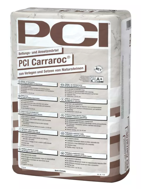 Mortero de pedrería PCI Carraroc 25 kg mortero de colocación de pedrería mortero de cama gruesa piedra natural