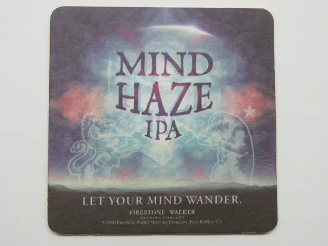 BEER Coaster ~ FIRESTONE WALKER Brewery Mind Haze IPA ~ Paso Robles, CALIFORNIA
