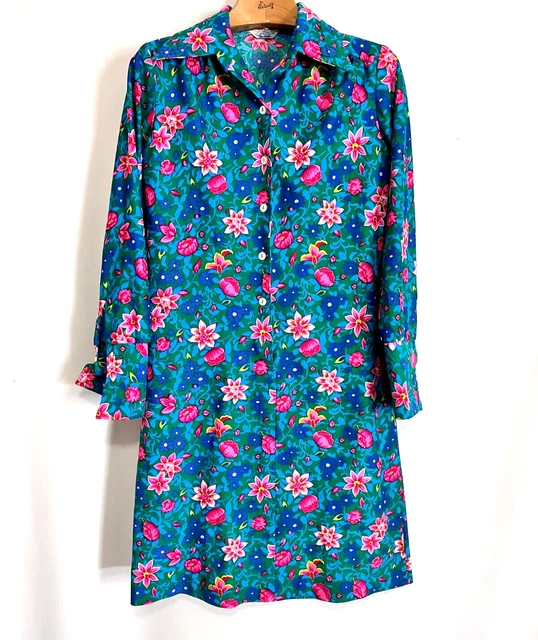 Vintage 70s The Spectator Dress mod Bright Floral!  Size S/M