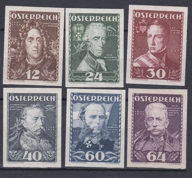 1935 Österreichische Heerführer Ungezähnt Postfrisch ** TOP 617 U - 622 U