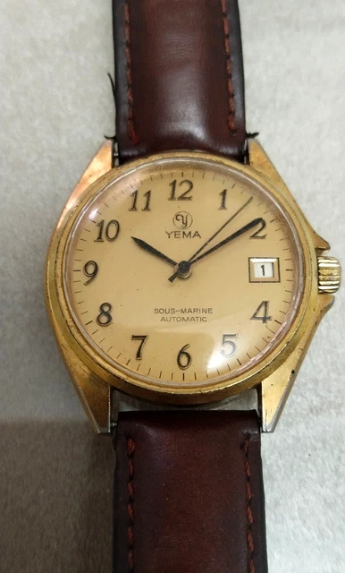 Montre YEMA Sous Marine Vintage Femme - Mécanique 17 Rubis, Boîtier 27mm Argenté, Cadran Blanc, Années 80