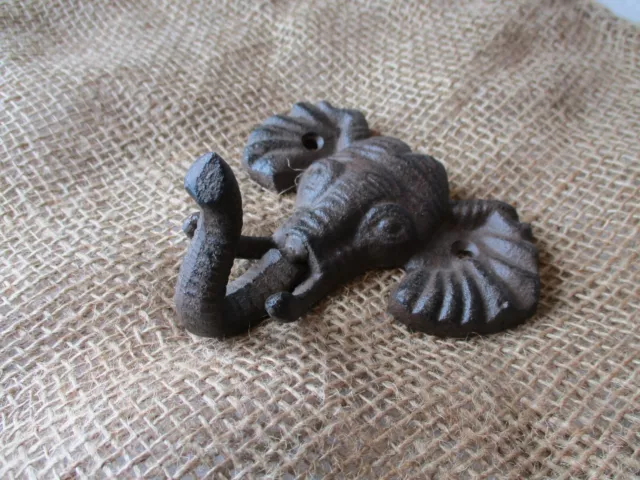 Cast Iron Elepahnt Head Hook Coat Key Rustic Entry Way Hall Tree Decor Decoratio 3