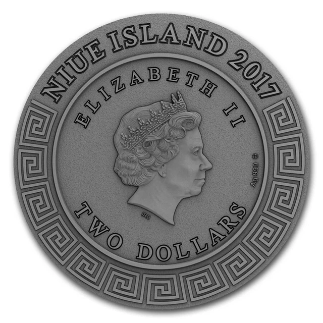 ACHILLES Hematite Demigods 2 Oz Silver Coin 2$ Niue 2017 2