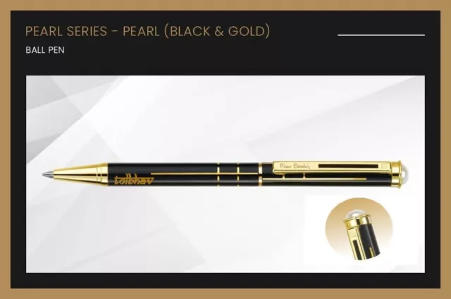 Pierre Cardin Perle Noir & Doré Stylo à Bille Gt Bleu Encre Métal Neuf Cadeau