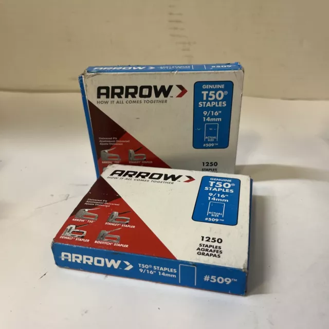 Arrow 509 T50 9/16-Inch 14mm Staples Lot of 2 Boxes