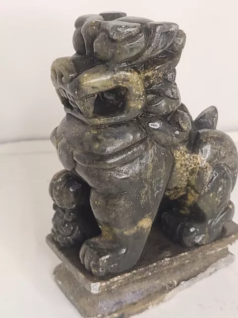 Vintage JADE STONE Carved CHINESE FOO DOG (Foo Lion) Sculpture ~ 1.13 lbs 3