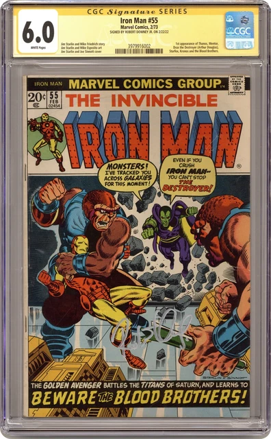 Iron Man #55 CGC 6.0 SS Robert Downey Jr. 1973 3979916002 1st app. Thanos