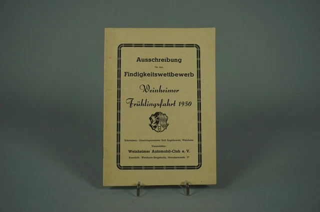 Findigkeitswettbewerb Weinheimer Automobile Club Frühlingsfahrt 1950 1.137Z