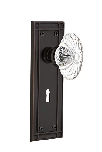 Nostalgic Warehouse Mission Plate with Keyhole Privacy Oval Fluted Crystal Gl...