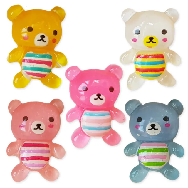 5pcs Cute Glitter Bears Flatback Cabochons Embellishment Decoden Kids Craft