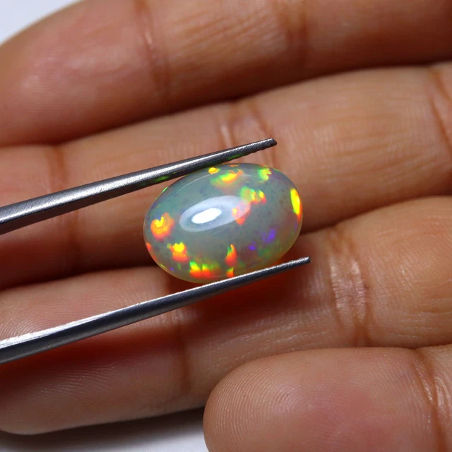 Lot De 4 Cabochons Opale Éthiopienne Naturelle Multi-Feu 8-10 Mm – Pierres Précieuses Pour Bijoux Faits Main