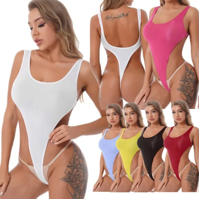 iiniim Women One-piece Swimsuit High Cut Thongs Bodysuit Leotard Bikini Swimwear