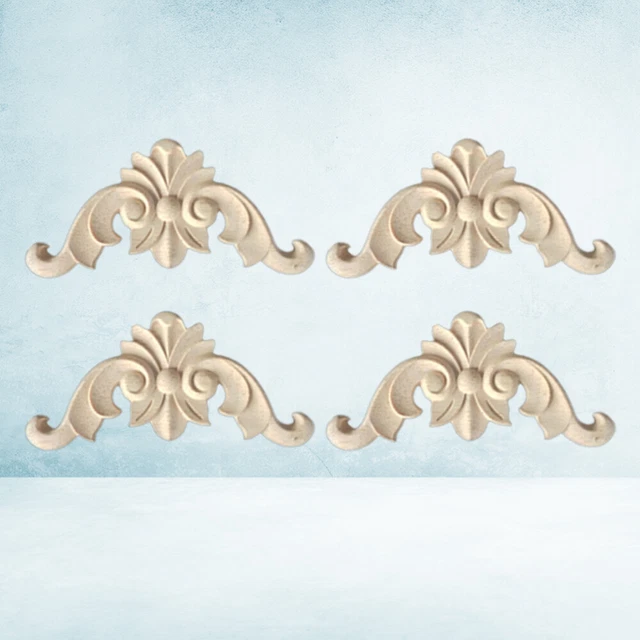4 stücke Holz Geschnitzte Ecke Onlay Schranktür Carving Klebrige Blumenbeet