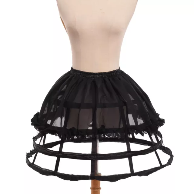 4 Hoop Chiffon Crinoline Cage Bustle Petticoat Pannier Lolita Dress Adjustable