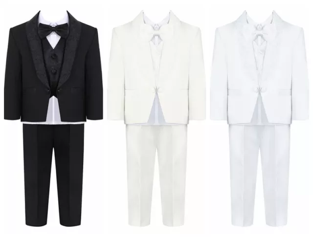 5Pcs Baby Boys Gentleman Outfit Kids Formal Suit Vest Shirt Pants Bow Tie Set