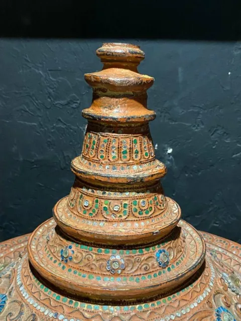 Antique Box Burma Burmese Painted Dragon Tayo Lacquer Asian Large Wood Rare 20th 4