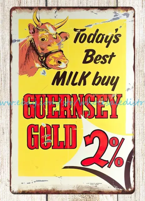 Guernsey Gold MILK Dairy Cattle cow metal tin sign garage wall decor