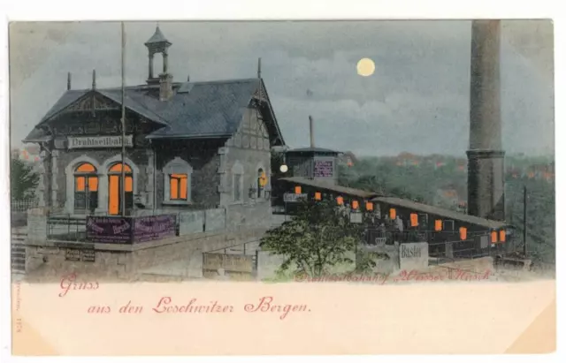 c1905 UDB PC: Moon Light View - Greetings from   Loschwitz Mountains, Germany
