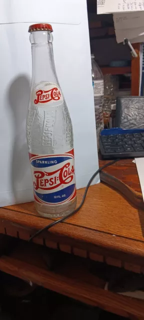 12 Oz Pespi Cola Bottle, Valdosta, Ga. Red, White And Blue W/Cap