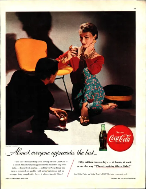 1955 Coca-Cola Soda Coke Sexy Woman Man Drink Refreshing Vintage Print Ad a5