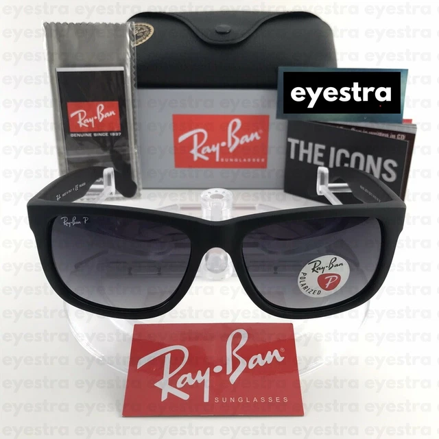RAYBAN JUSTIN POLARISED Sunglasses Black Frame Grey Gradient Lens