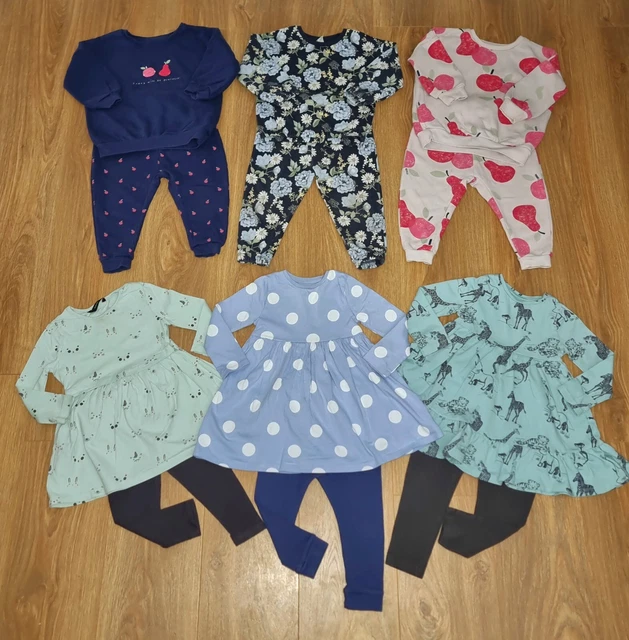 #17 Pacchetto di vestiti per bambine età 18-24 mesi abiti e leggings tute