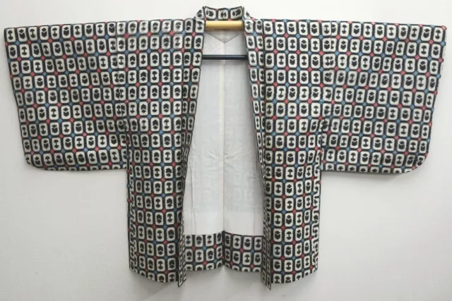 8536F4 Silk Vintage Japanese Kimono Haori Jacket Abstract art Meisen 3