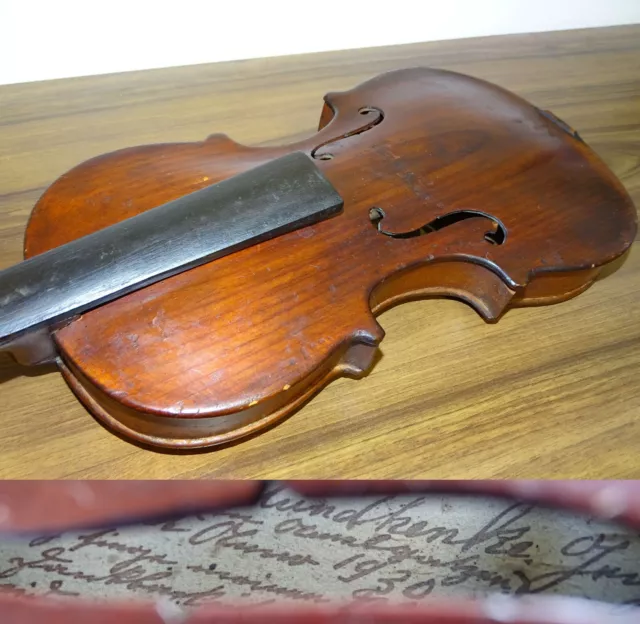 4/4 OLD VIOLIN labelled HERMANN MUNDKENKE - FOR RENOVATION (Nr. 217)