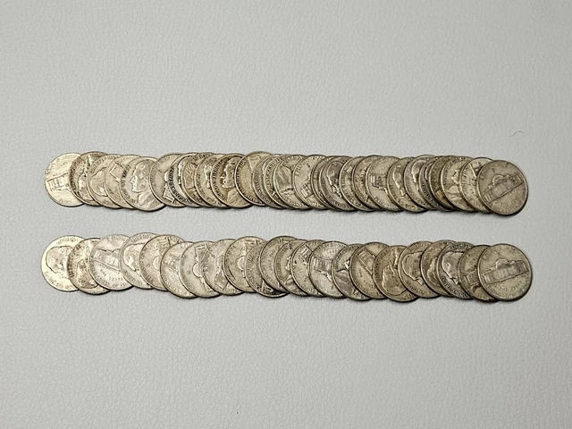 Circulated Silver War Nickel Lot (Mixed Dates And Mintmarks) 49 Total.